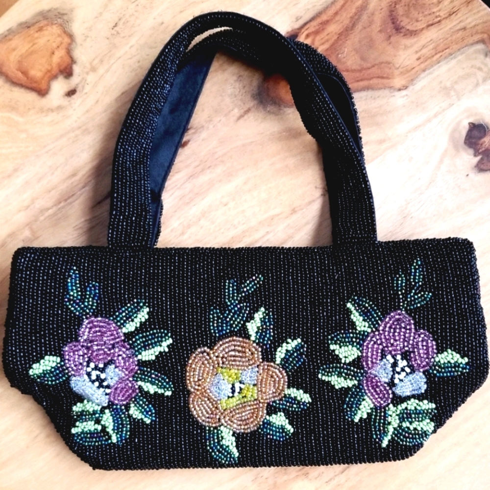 Vintage Christiana Floral Micro Bead Evening Bag - Picture 4 of 11